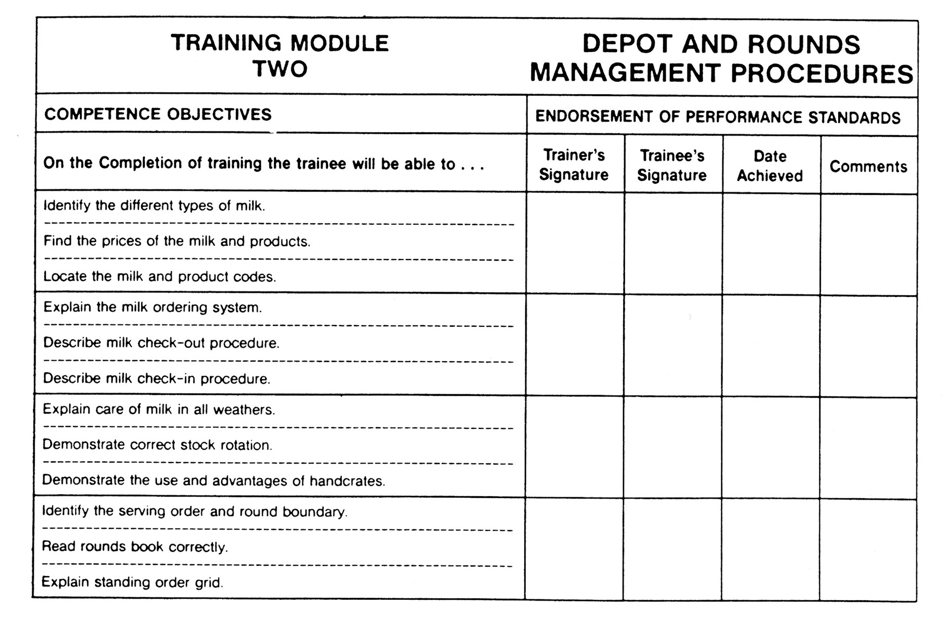 1990's Express/ Dale Farm Rounds Training Manual (Express Dairy Tales)