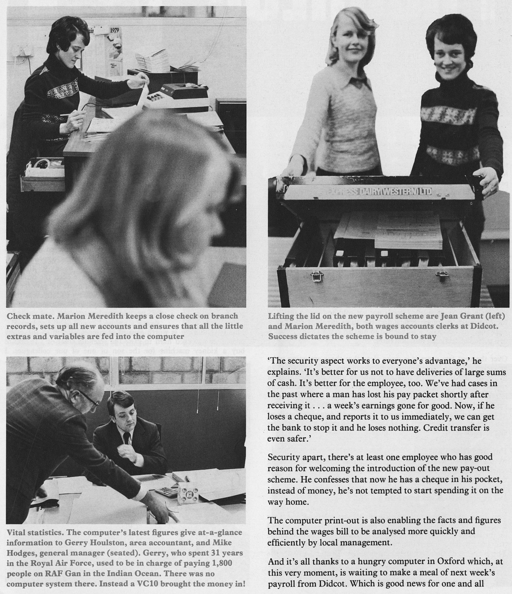 1979 Visit to Didcot to look at progress in changing from cash to bank credit for wages