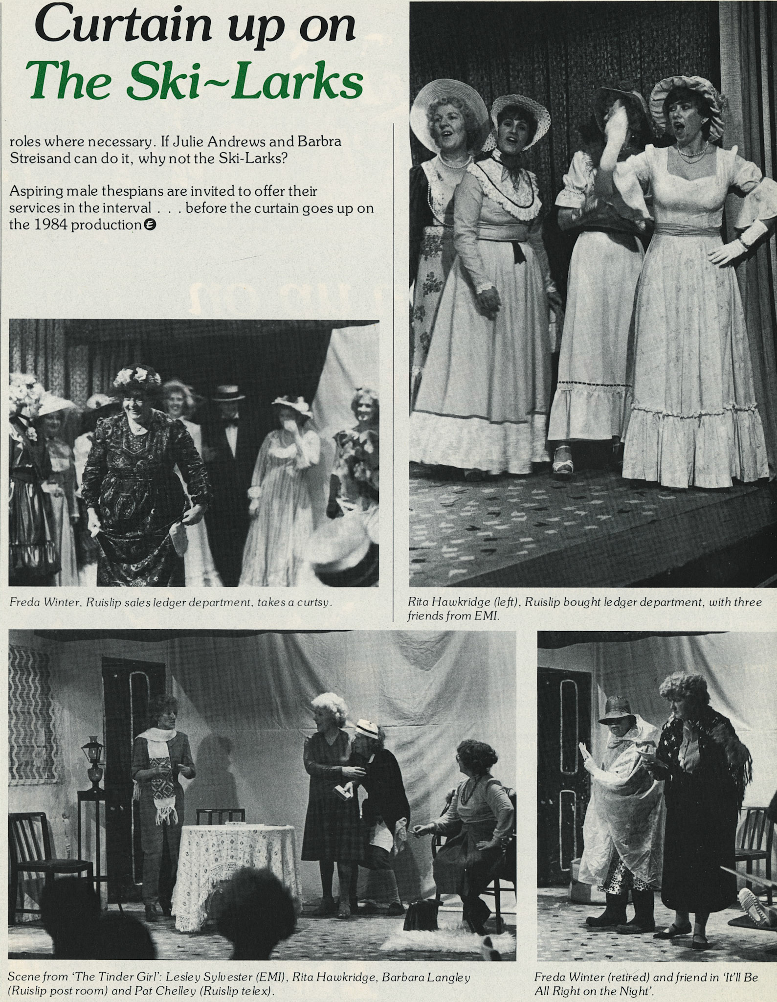 1983 Debut of Ruislip drama group - The 'Ski-Larks'