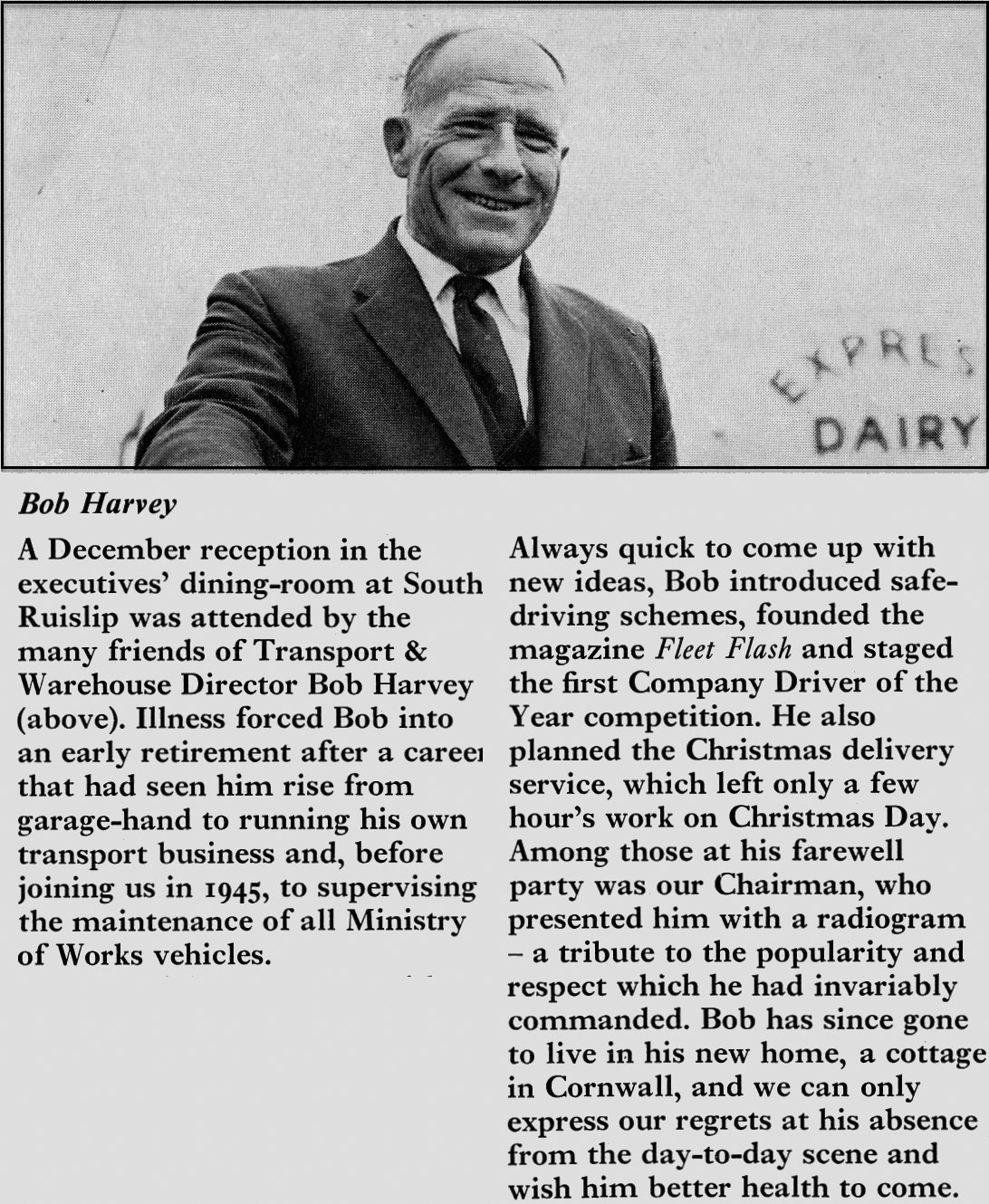 1970 Bob Harvey retires (Express News Spring)