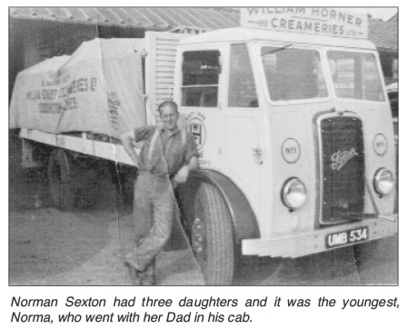 Norman Sexton took his youngest daughter Norma in the cab,  from 'William Horner and His Creamery' by Jill King 2012