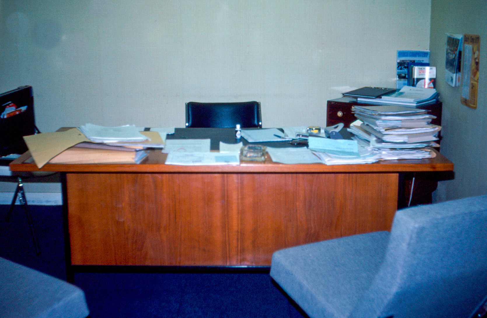1978 Peter Roper's office when he was first appointed Project Manager, and Mac Sennett was still processing manager. Later, the previous visitors' toilets were converted into a new office for him, and his secretary, Monica Smith.
