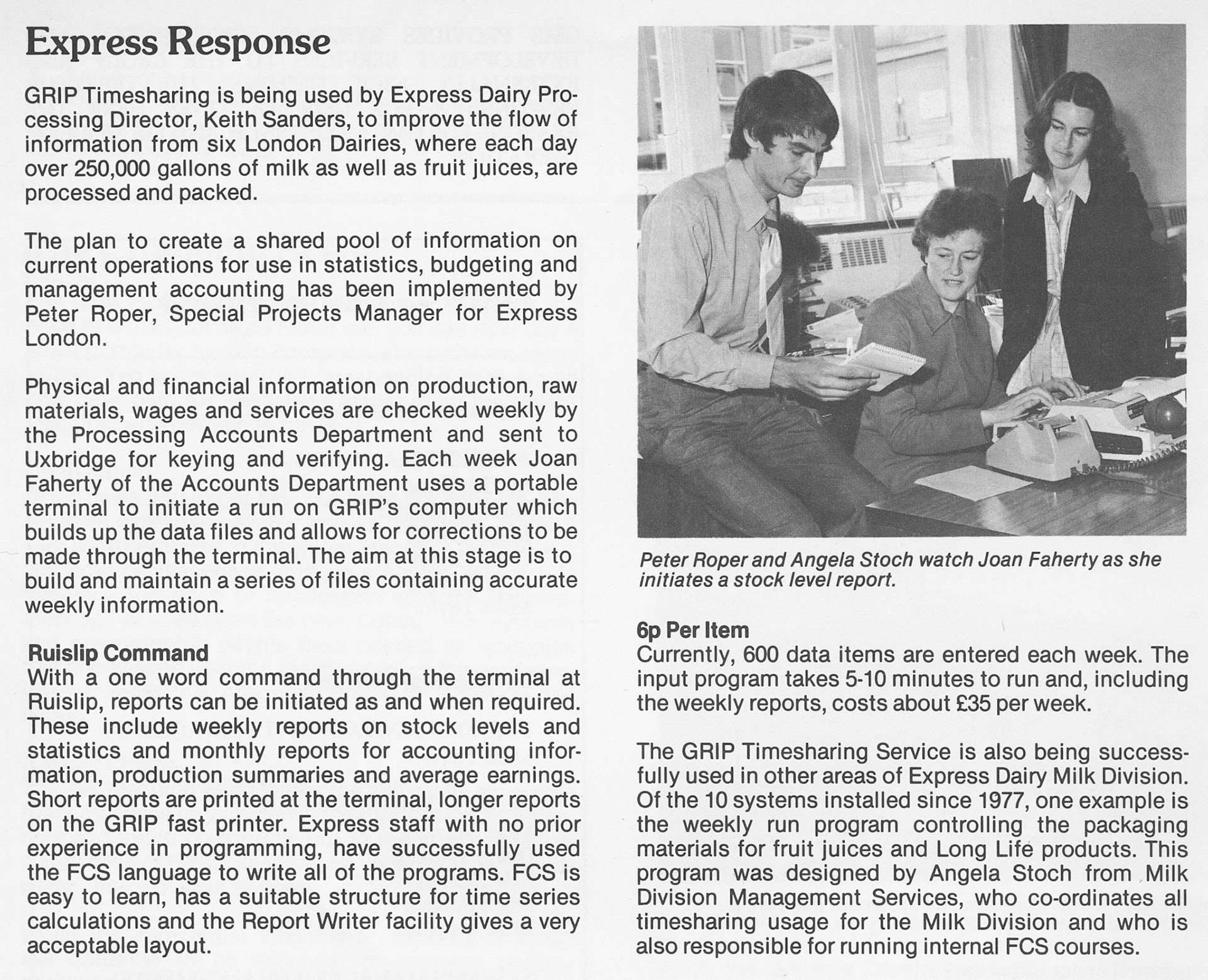 1978 GRIP Timesharing using TI Teletype with acoustic coupler (Peter Roper, Joan Faherty, Angela Stoch)