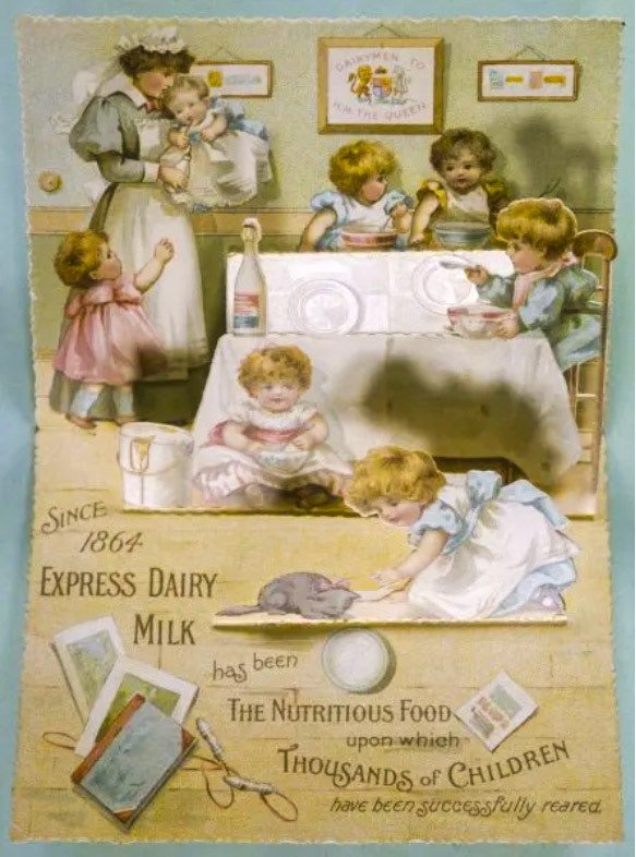 1890's? Express Dairy Milk - nutritious food for thousands of children.(Courtesy Mary Evans Picture Library