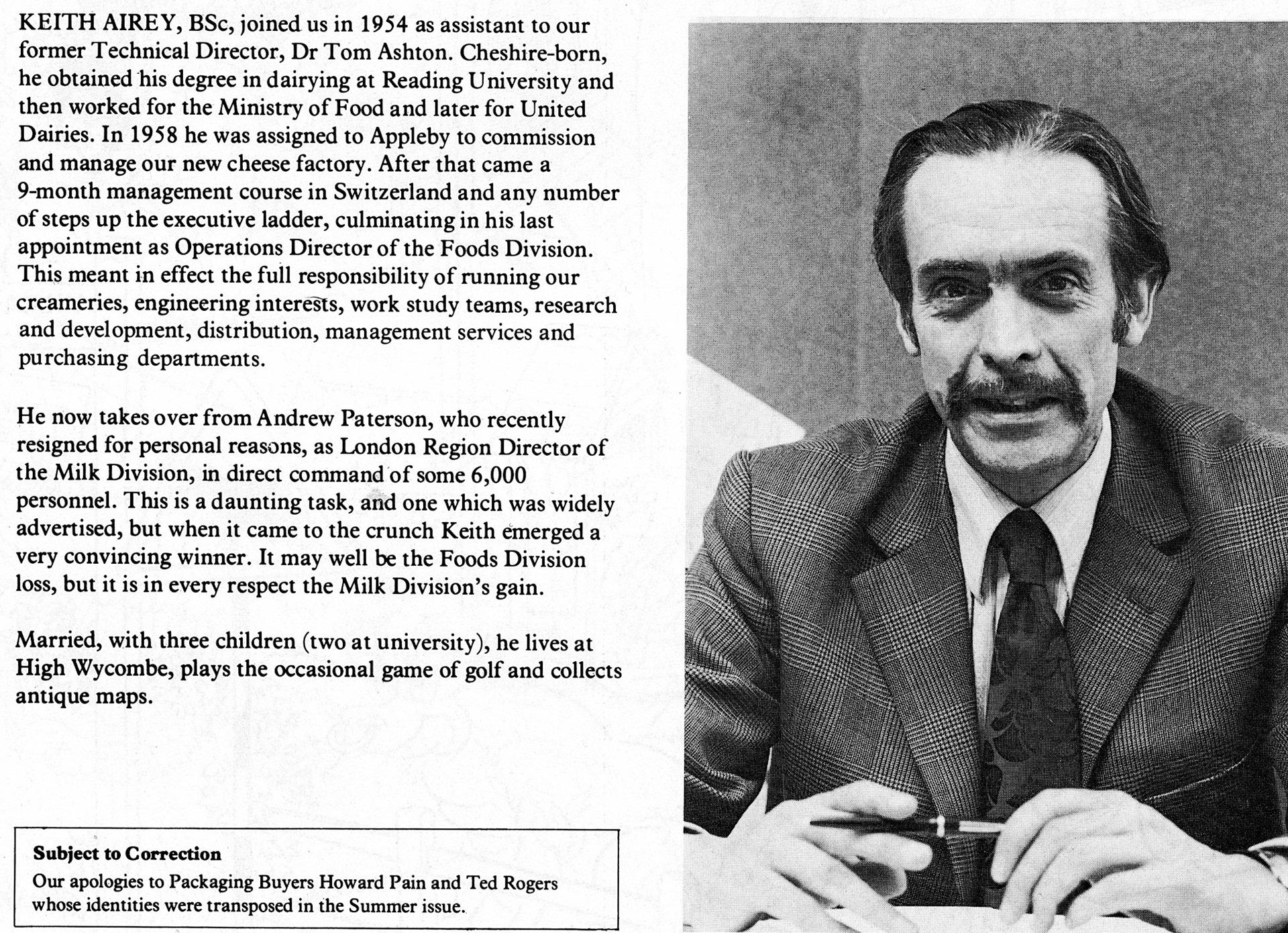 1978 Keith Airey's appointment (Express News, Autumn)