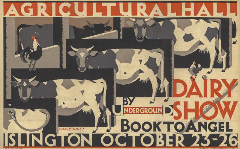 1928 Poster, Agricultural Hall Islington-Dairy Show. Artist: Charles Paine (Courtesy London Transport Collection)