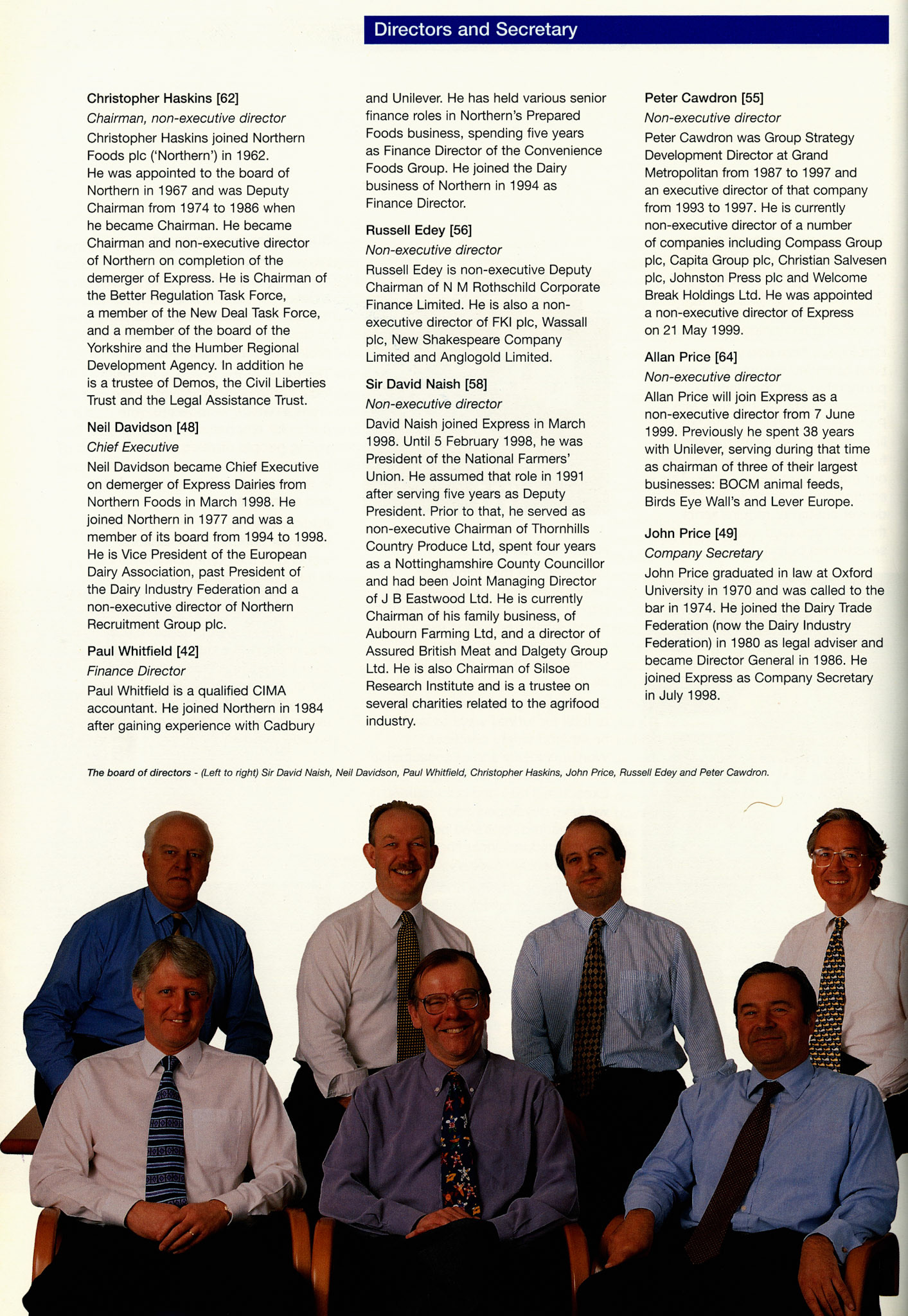 1999 Express Dairies plc Annual Report Page 16 (Courtesy Paul Smith)