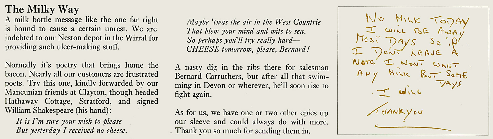1970 Neston, Wirral note in a bottle. (Express News Autumn)