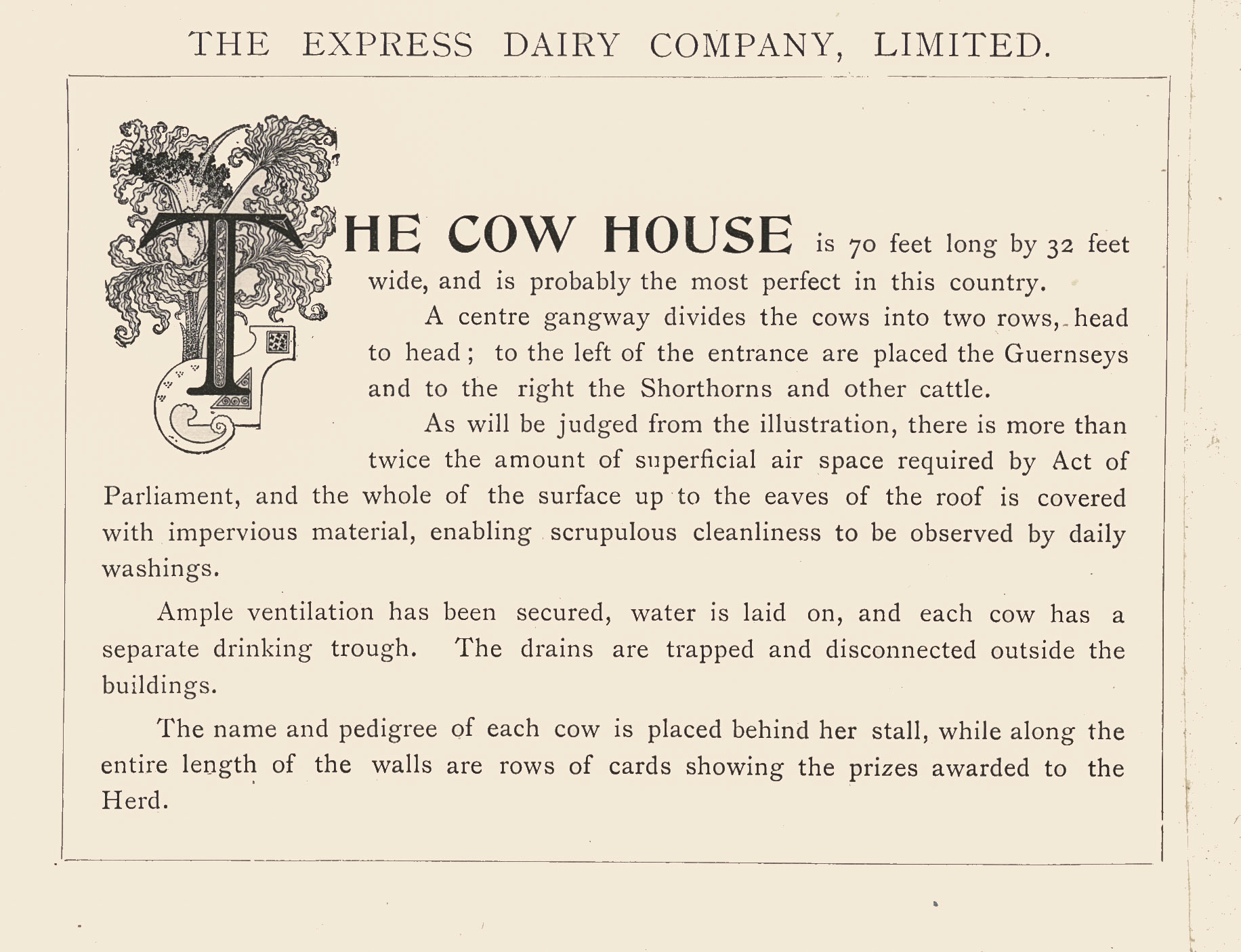 1893 Description of 'The Cow House from 'Souvenir from Finchley' (Courtesy Brian Wastell)