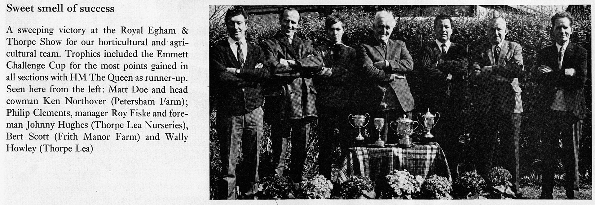 1971 Thorpe Lea Nurseries and Petersham Farm success at the Royal Egham and Thorpe show