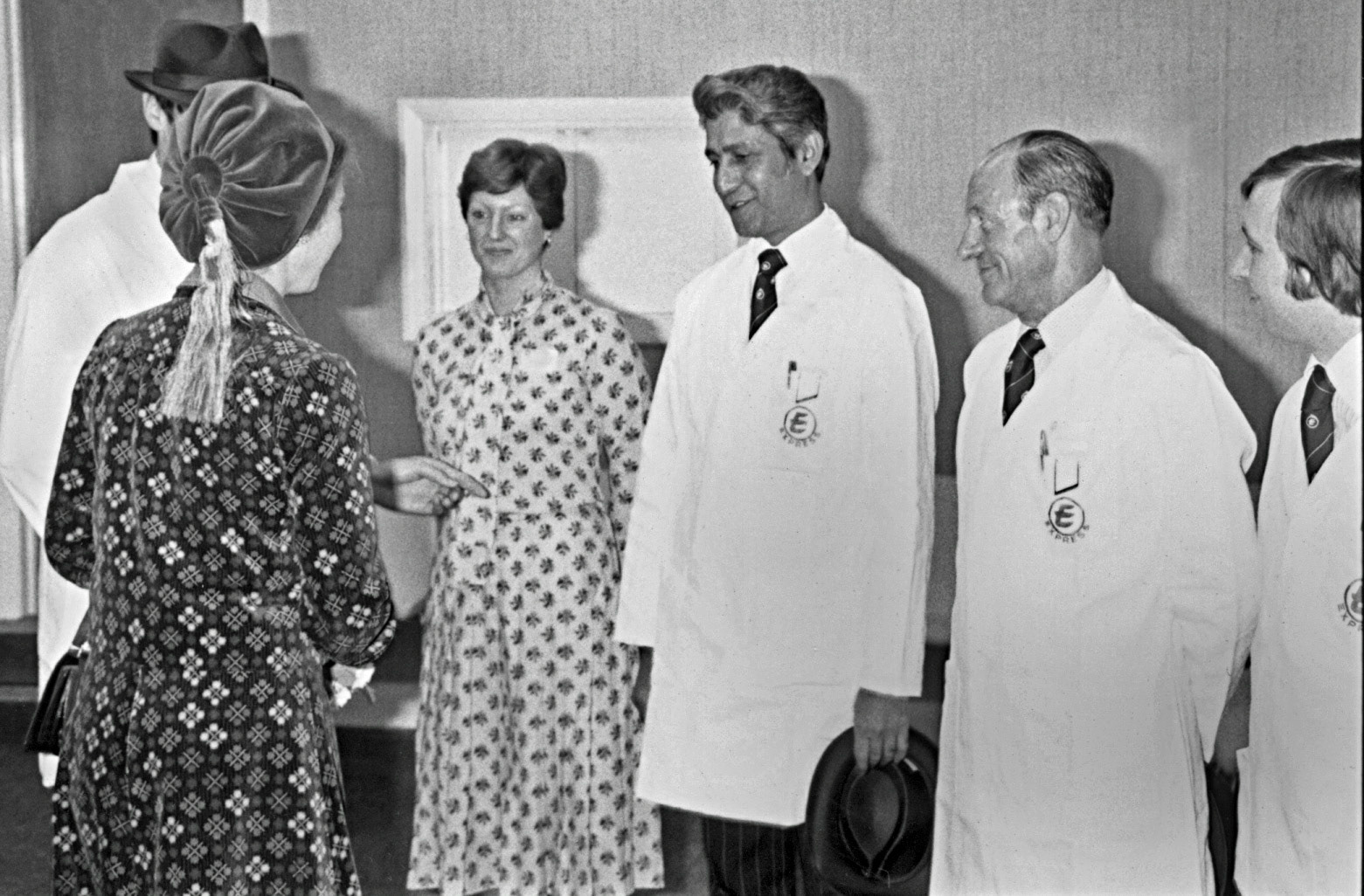 Princess Anne with Peter Roper (hidden), Monica Smith, Ralph Emerson, Reg Noquet and Chris Burton