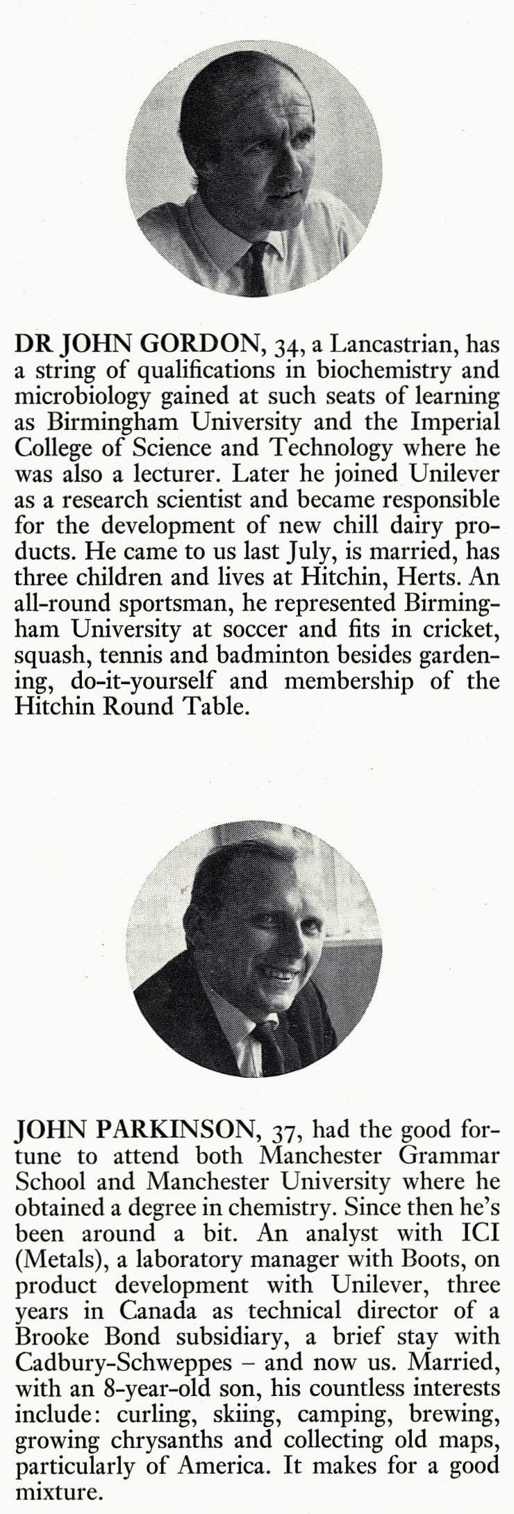1971 Managerial appointments for Dr John Gordon and John Parkinson  (Courtesy Doreen Williams)