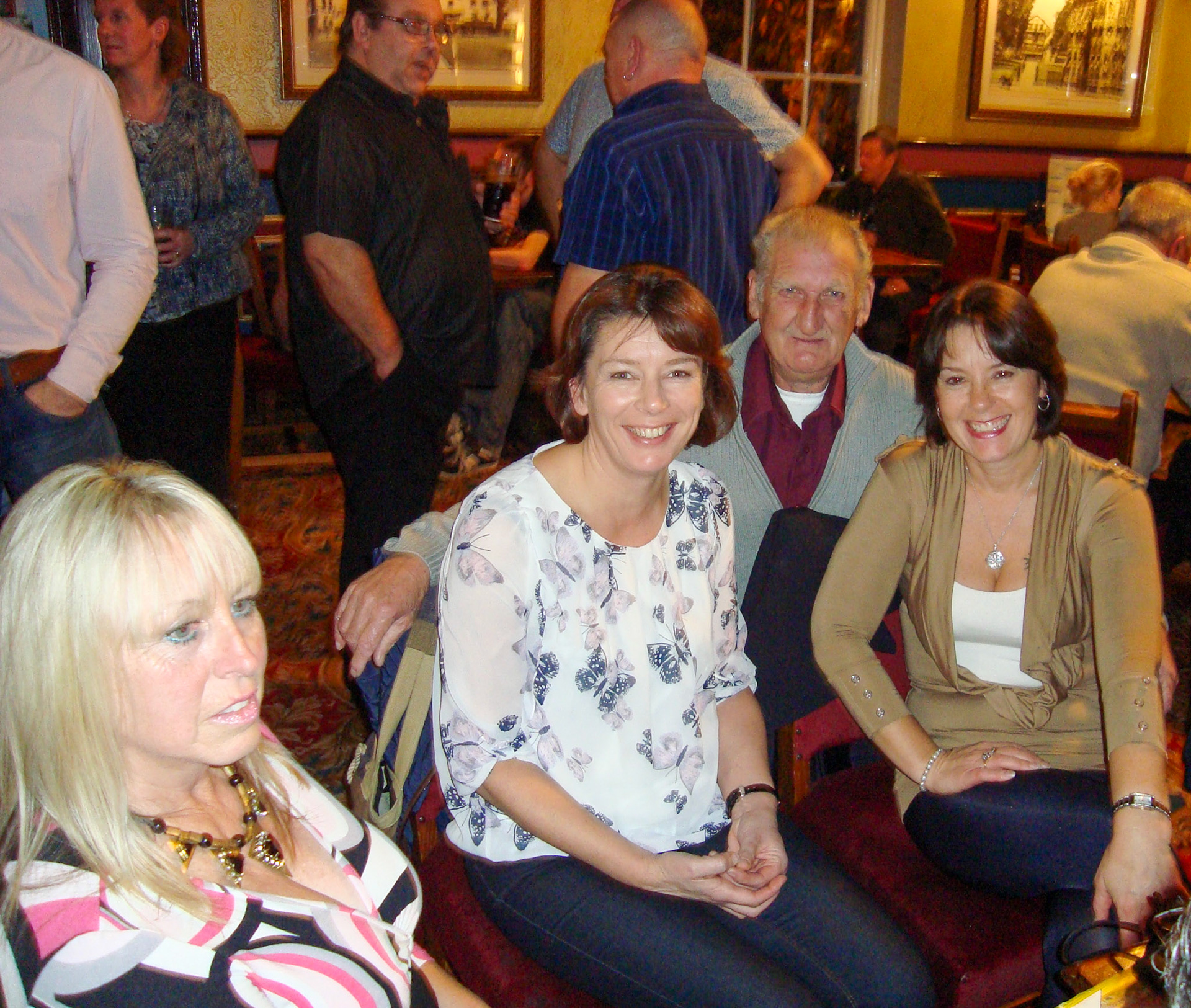 2014 Exeter Staff Reunion. Yvonne Hawker and Jimmy Reid identify Wendy Hawker (Williams) on the right, Albert Allen next to her. (Courtesy Phillip Budd)