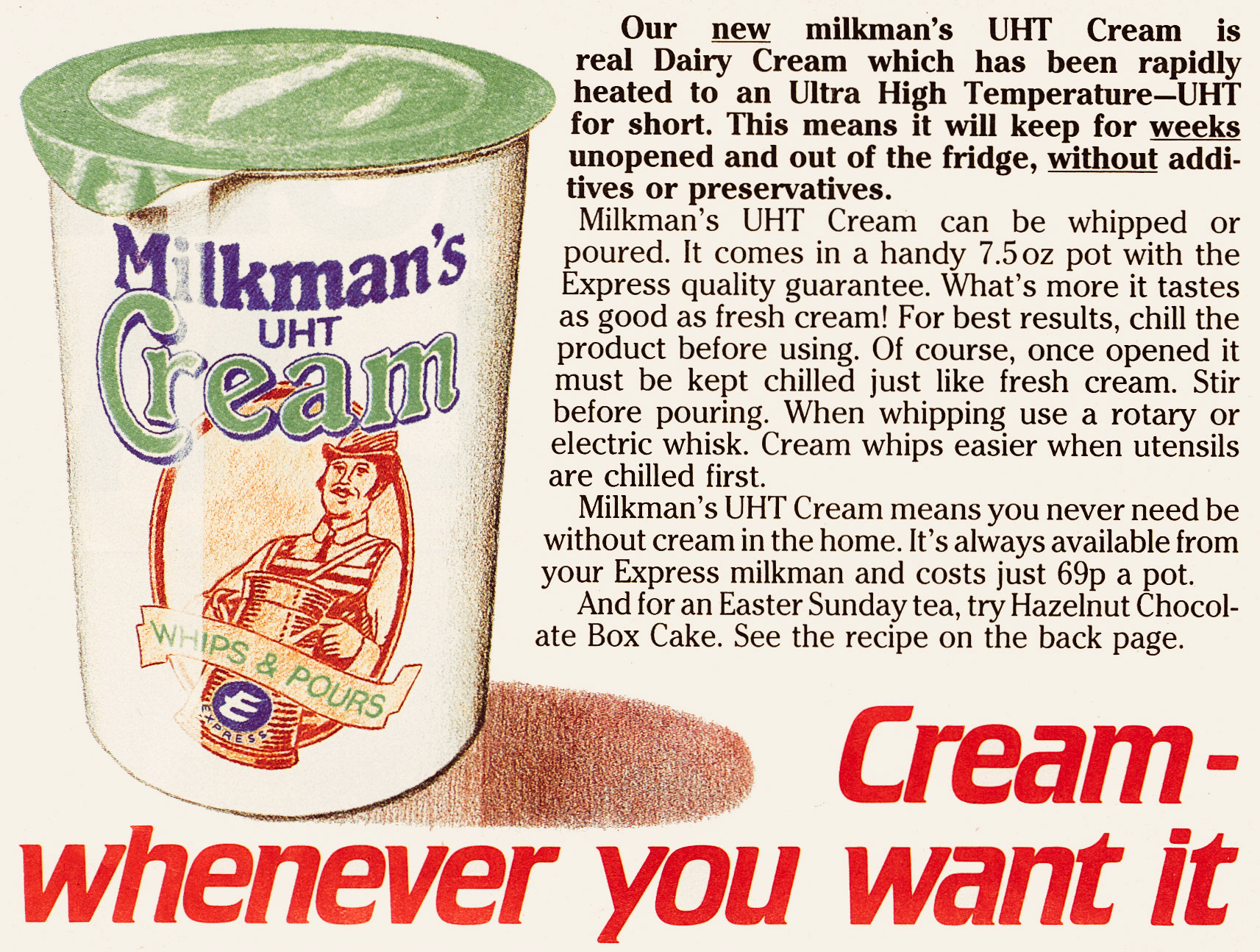 1986 advert from 'The Dairy Express', March (Courtesy Michael Aldread)