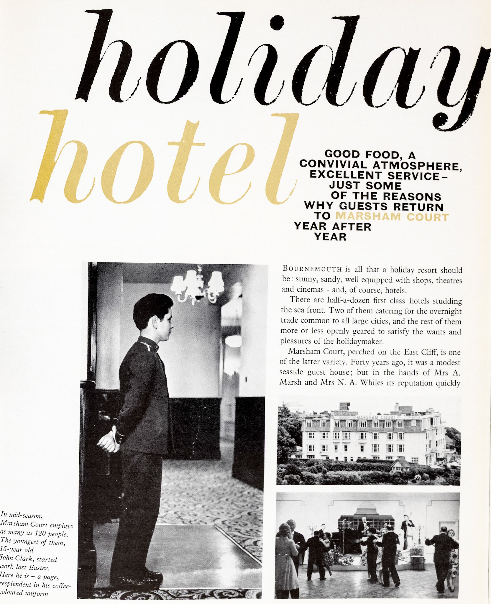 1961 Marsham Court Hotel, Bournemouth feature article. (Express News Autumn)