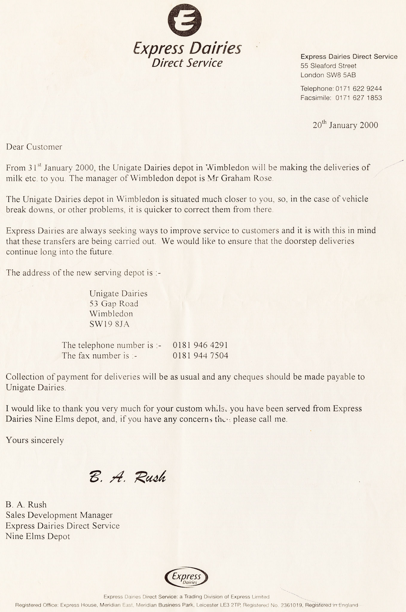 2000 Depot Swap from Nine Elms to Unigate Wimbledon (Courtesy Michael Aldread)