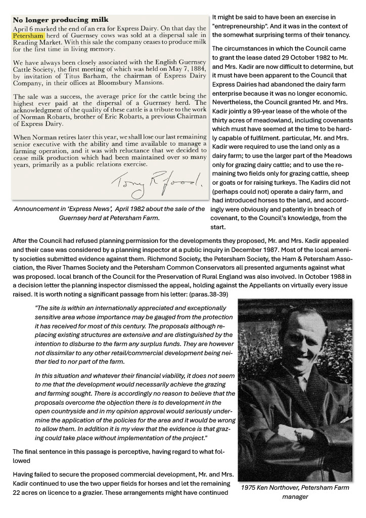 2024 'The battle for Petersham Meadows', Express Dairy Tales publication from https://www.richmondhistory.org.uk/