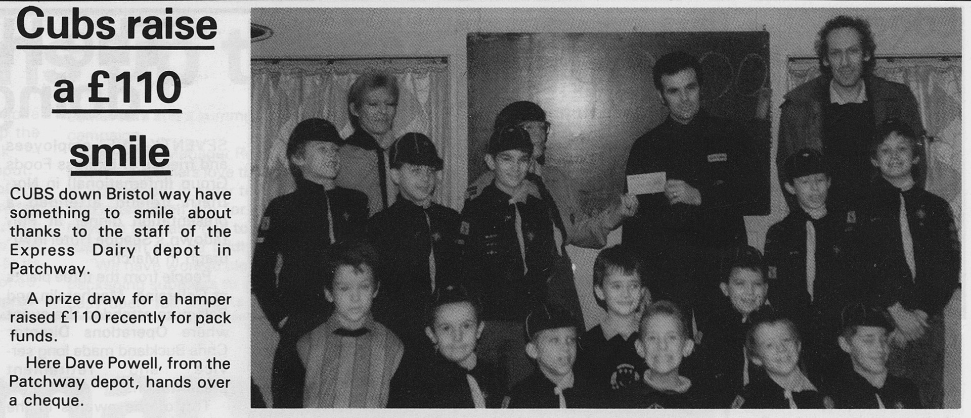 1989  Bristol Patchway Depot support local Cub Group - Express Foods News (Courtesy Beryl Purslove)