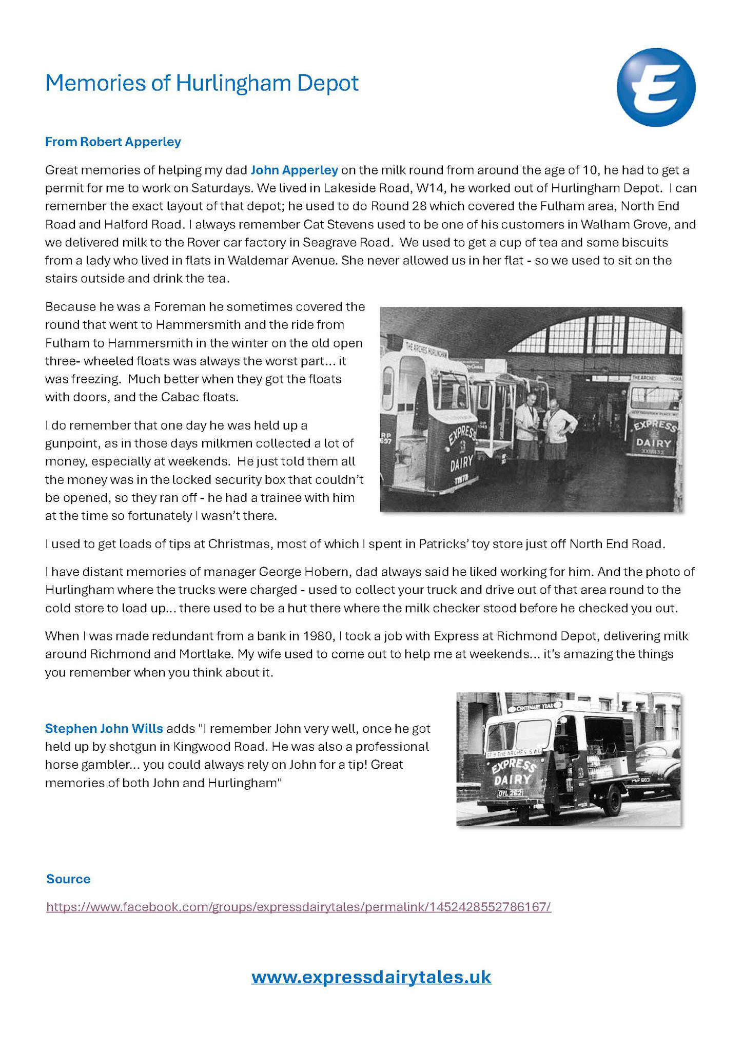 2025 Hurlingham memories from Robert Apperley. (Express Dairy Tales publication)