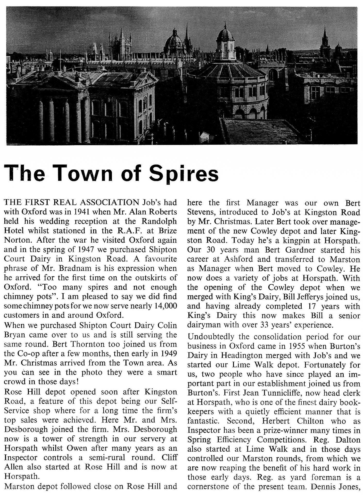 1967 History of Oxford Retail Depot. (Courtesy Roberts Foundation, Book of Job)