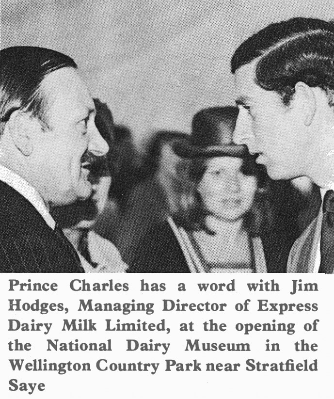 1978 Jim Hodges with Prince Charles at the opening of the National Dairy Museum at Stratfield Saye. (Express News Autumn)