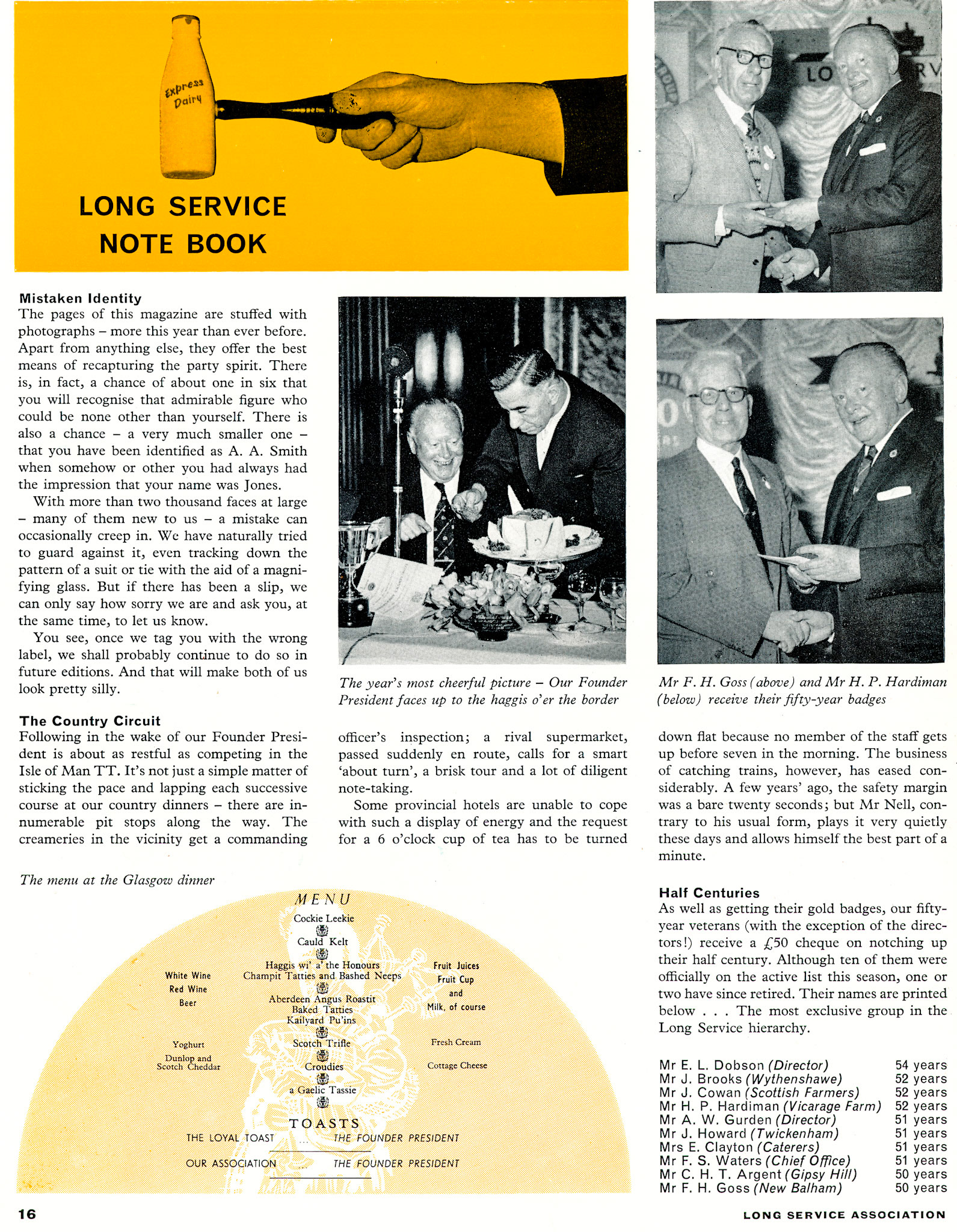 1961 Long Service Notes-listing 50-year award winners. (LSA Annual Review)