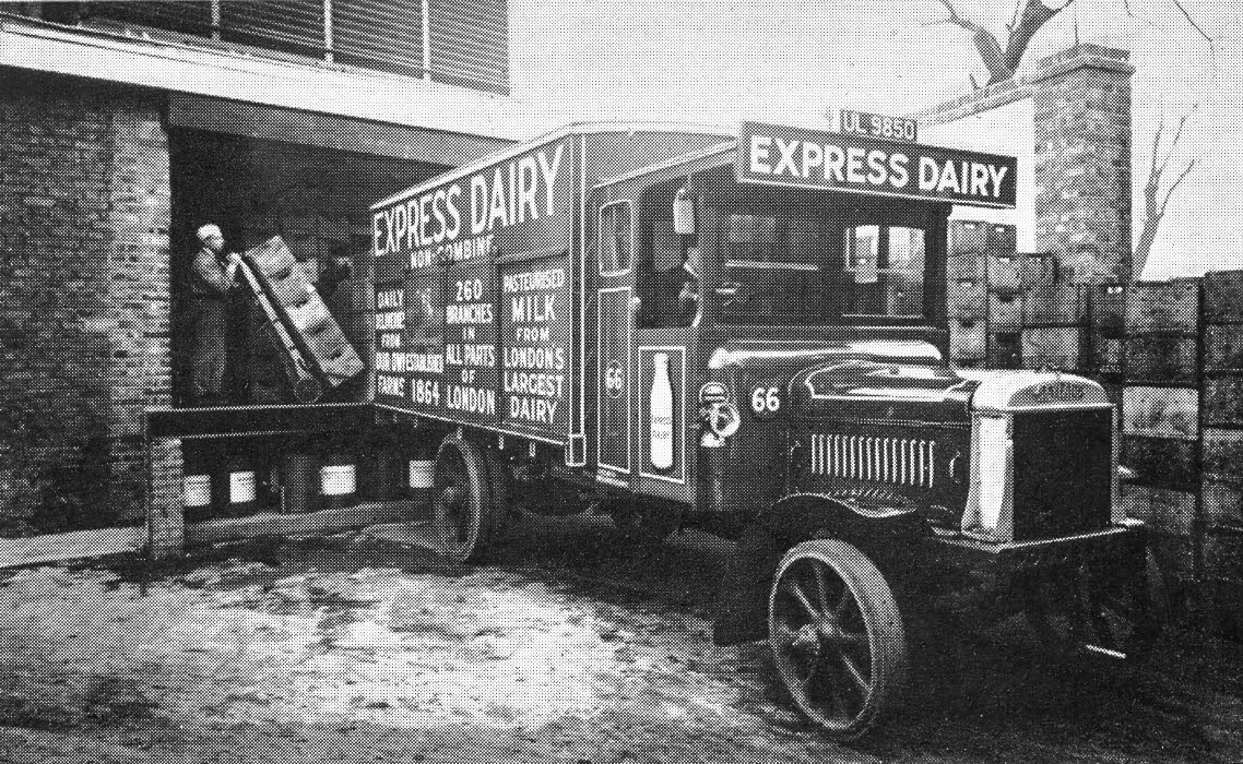 1930's? Solid-tyred Leyland truck used for branch deliveries. (From Express Story 1864 - 1964)