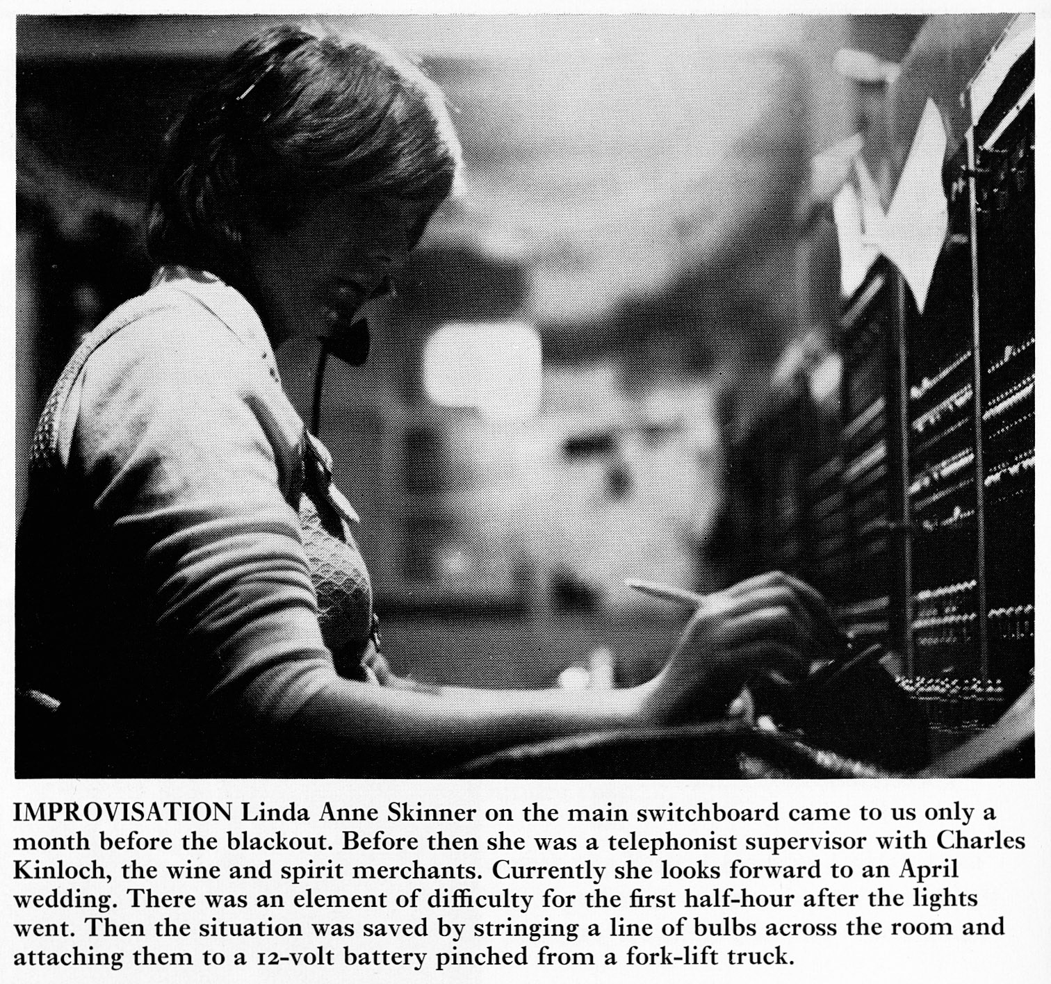 1971 A time of power cuts - Linda Skinner on the switchboard at South Ruislip
