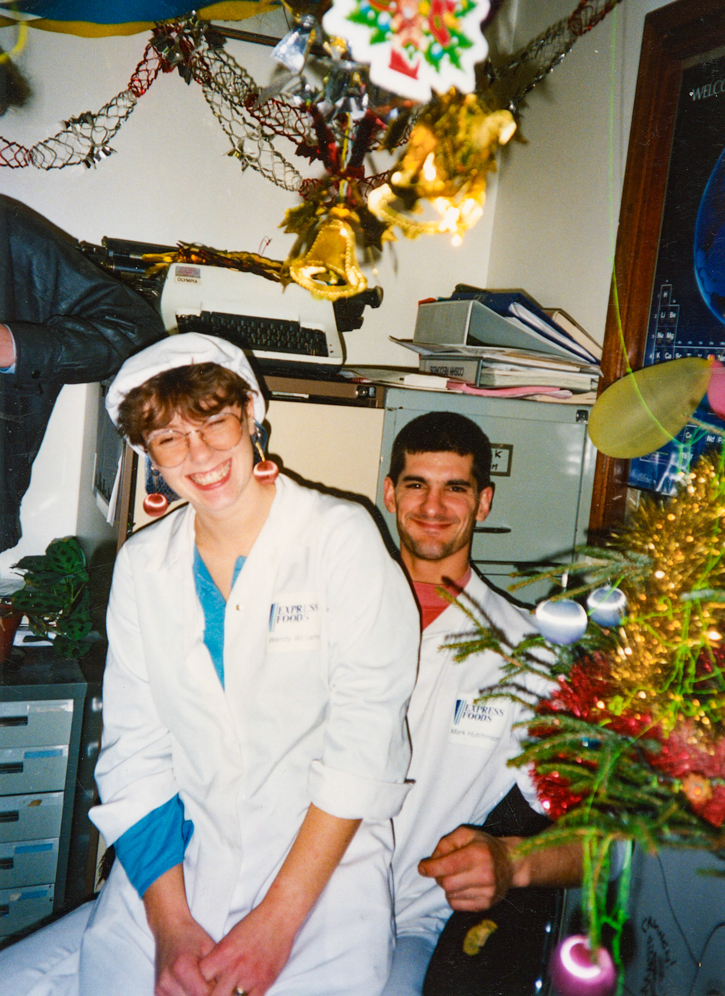 1991 Honiton, Xmas Eve: Wendy Hawker and Mark Hutchinson in the grotto. (Courtesy Wendy Hawker)