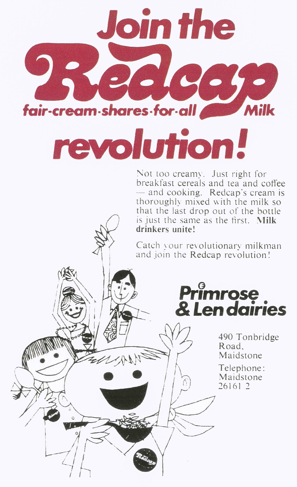 1960's Primrose &amp; Len advertisement for homogenised milk. (Courtesy Paul Luke)
