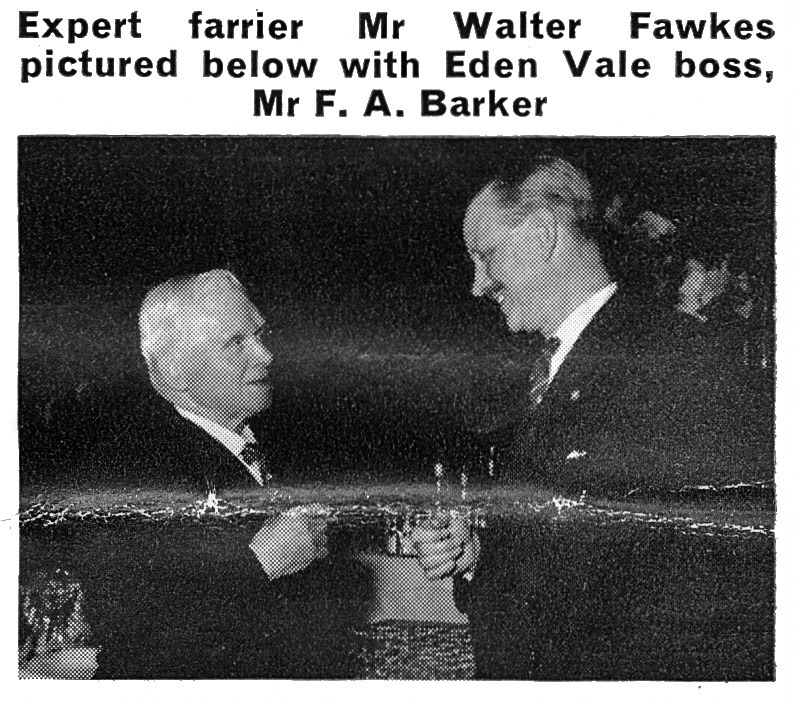 1964 Walter Fawkes with Eden Vale's Mr F.A. Barker. From August 'Express Extra' newsletter (Courtesy Paul Luke)