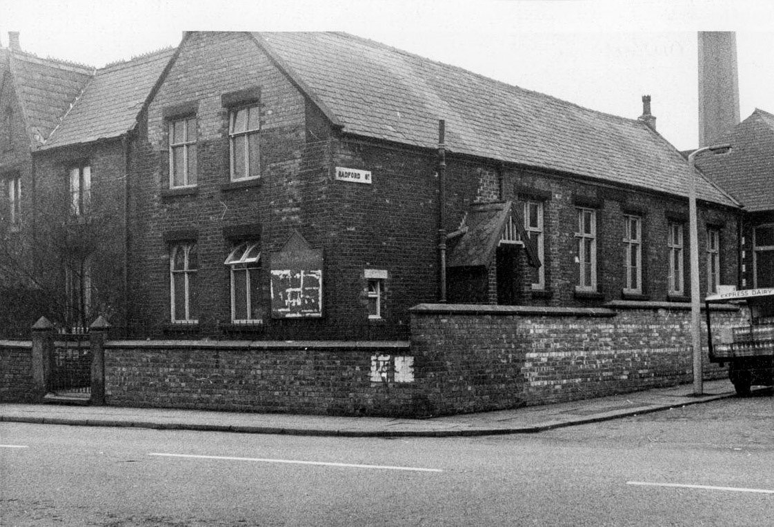 1960's Express Dairy float outside building on Radford Street in Harpurhey (Courtesy Manchester Library Collections)