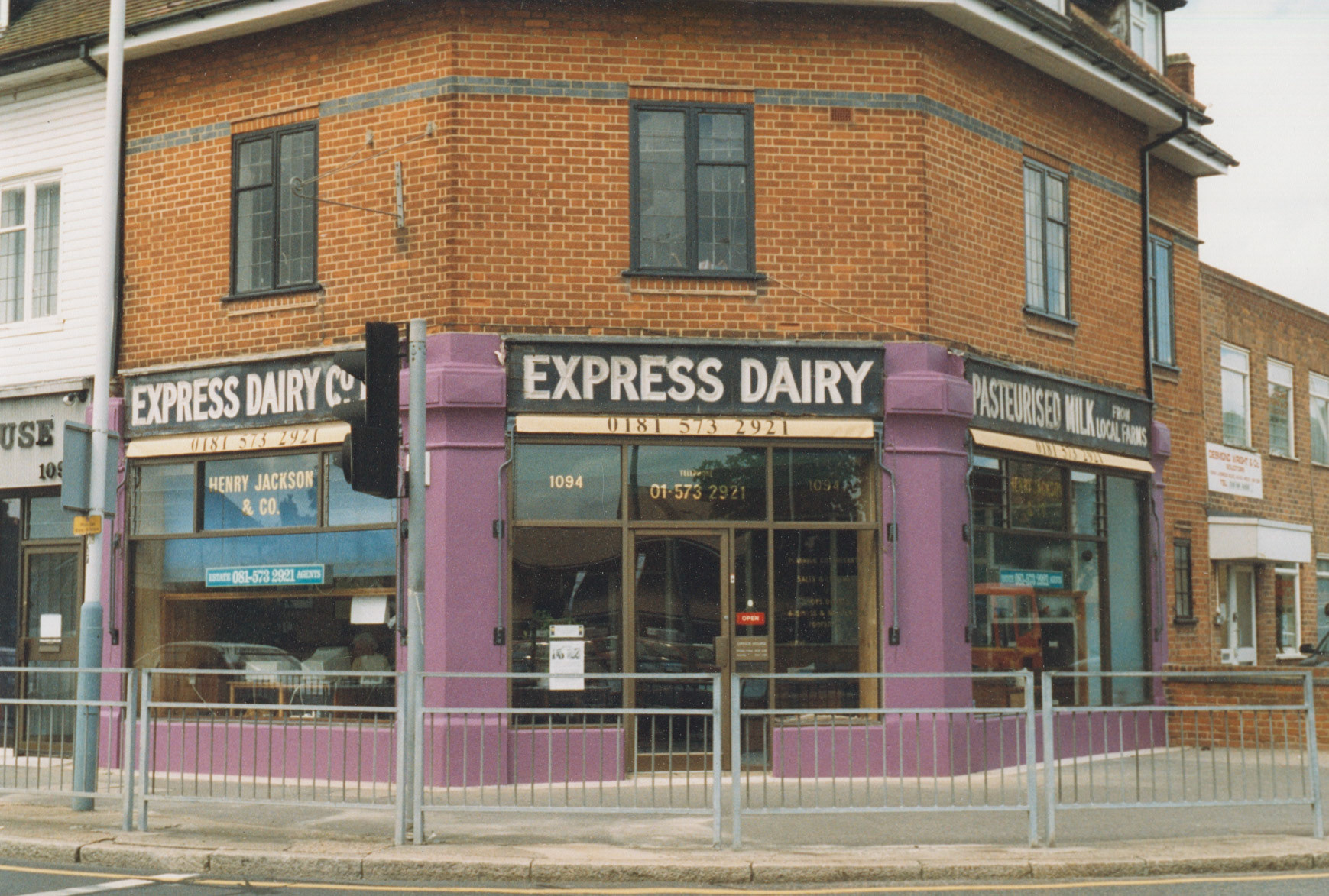 1995-2000c Hayes, Middlesex shop. Alex Ash identifies this shop at 1094 Uxbridge Road, at the junction of Lansbury Drive and Uxbridge Road, Hayes. "There was still a bit of ghost writing (1094) on the glass panel in 2008". (Courtesy Paul Luke)