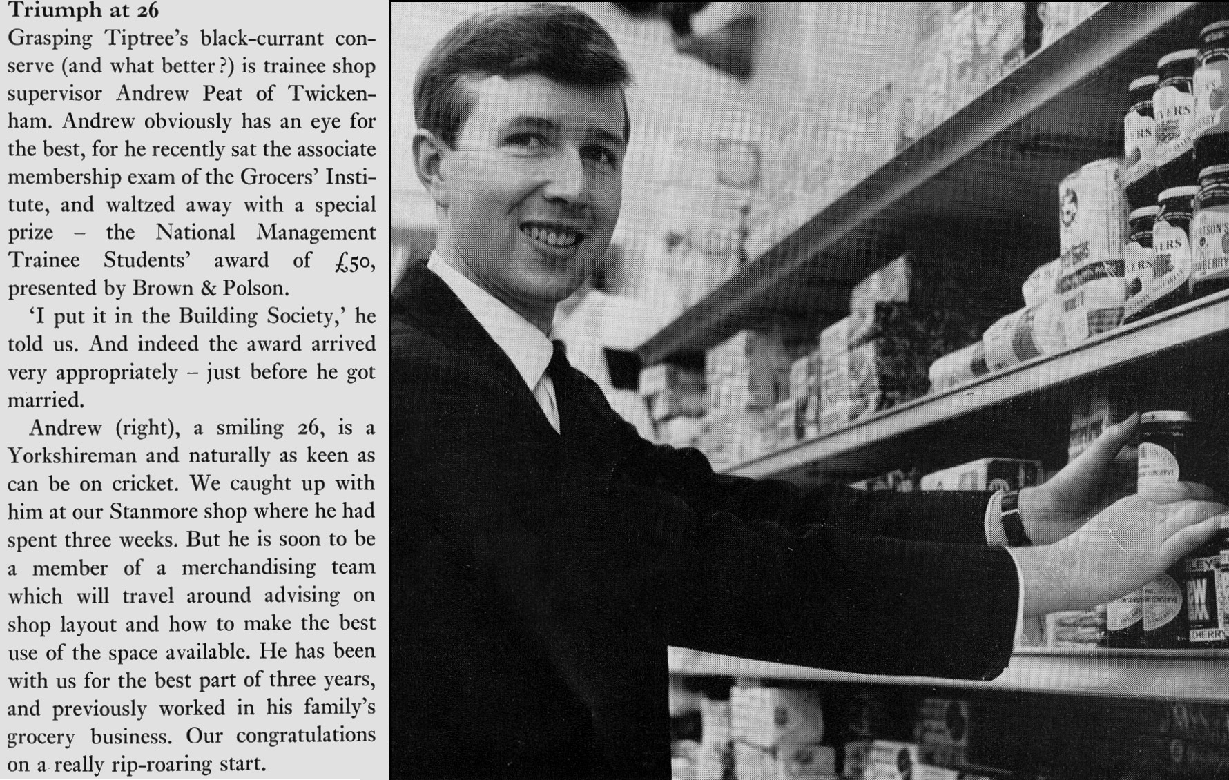 1968 Andrew Pear at Stanmore Shop as part of his training and experience as a merchandiser. (Express News Christmas)