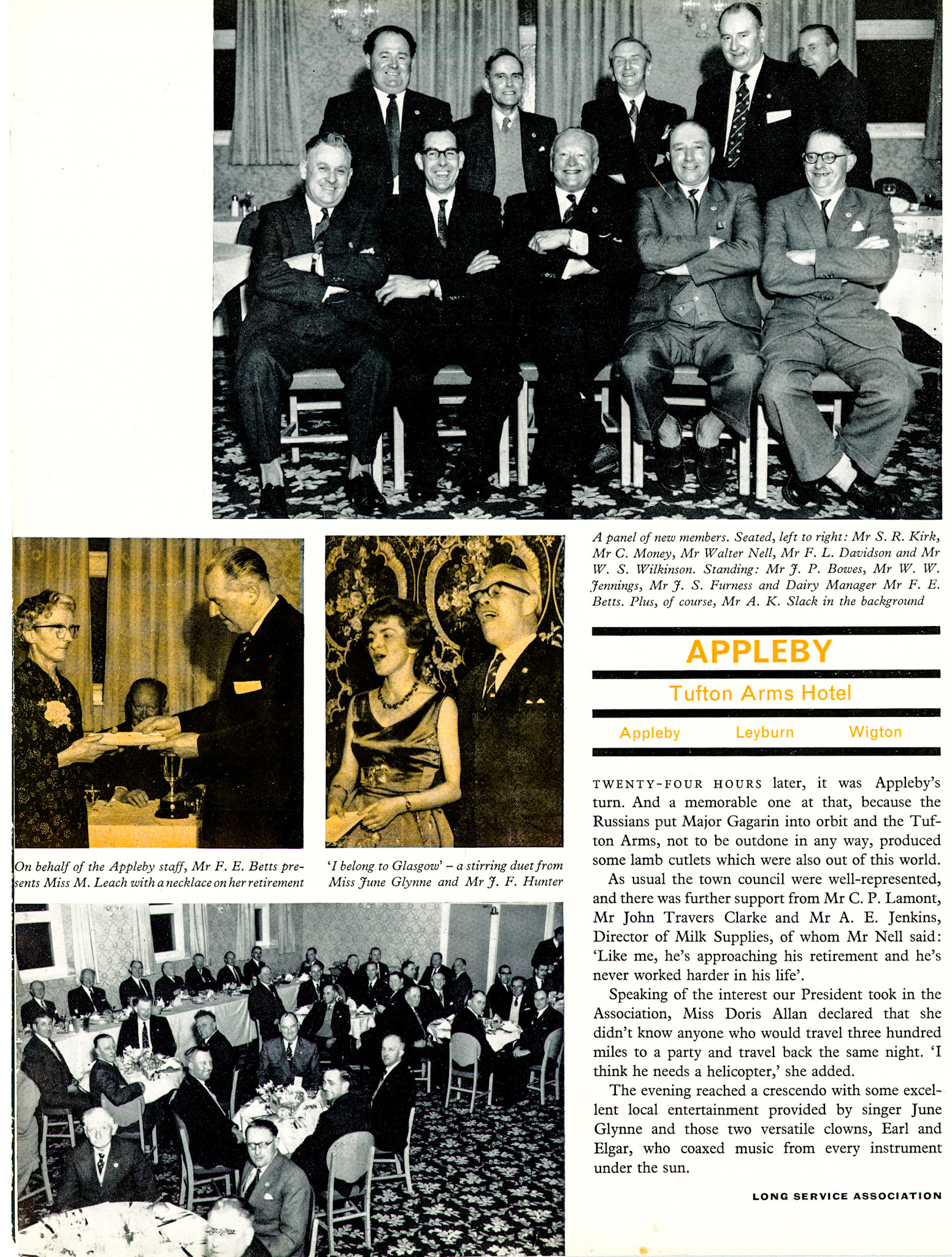 1961 Appleby, Leyburn and Wigton Long Service Dinner at Appleby. (LSA Annual Review)