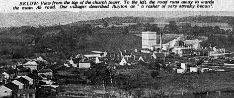 1967 View of Ruyton village with the creamery in the background. Margaret Lycett posted this article from The Shrewsbury Chronicle, 1st December 'THE VILLAGE WHERE STRANGERS SOON MAKE MANY FRIENDS'. Margaret comments "This interesting newspaper cutting has been sent to me by a former resident, Richard Griffith. It was kept by his mother, Dorothy Griffith (known as Dobby) who, until she died, lived at Glen Dale, Olden Lane. (Courtesy Margaret Lycett)