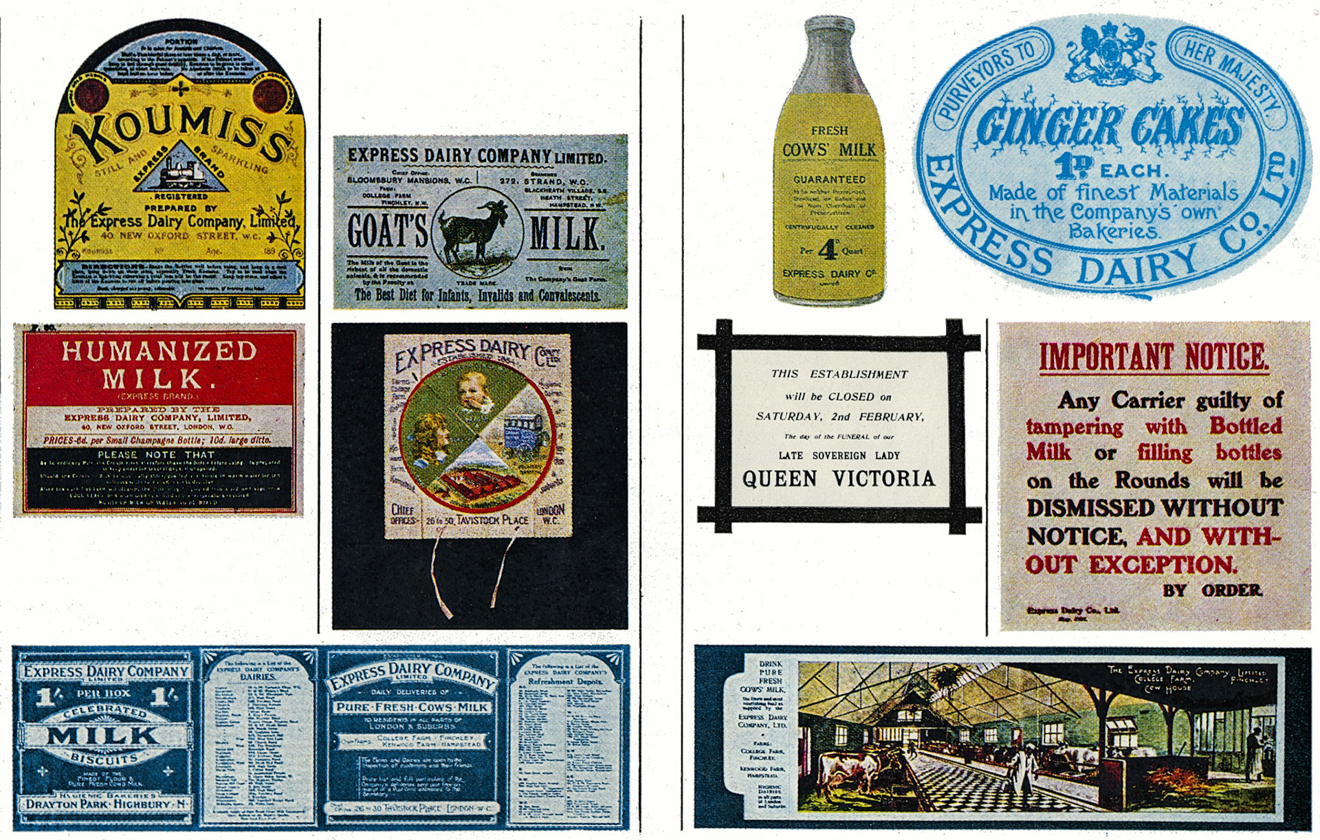1900's collection of Express product labels and posters