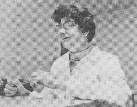 1967 Sanquhar Creamery. Lab Supervisor Miss Agnes Gray joined in 1943.