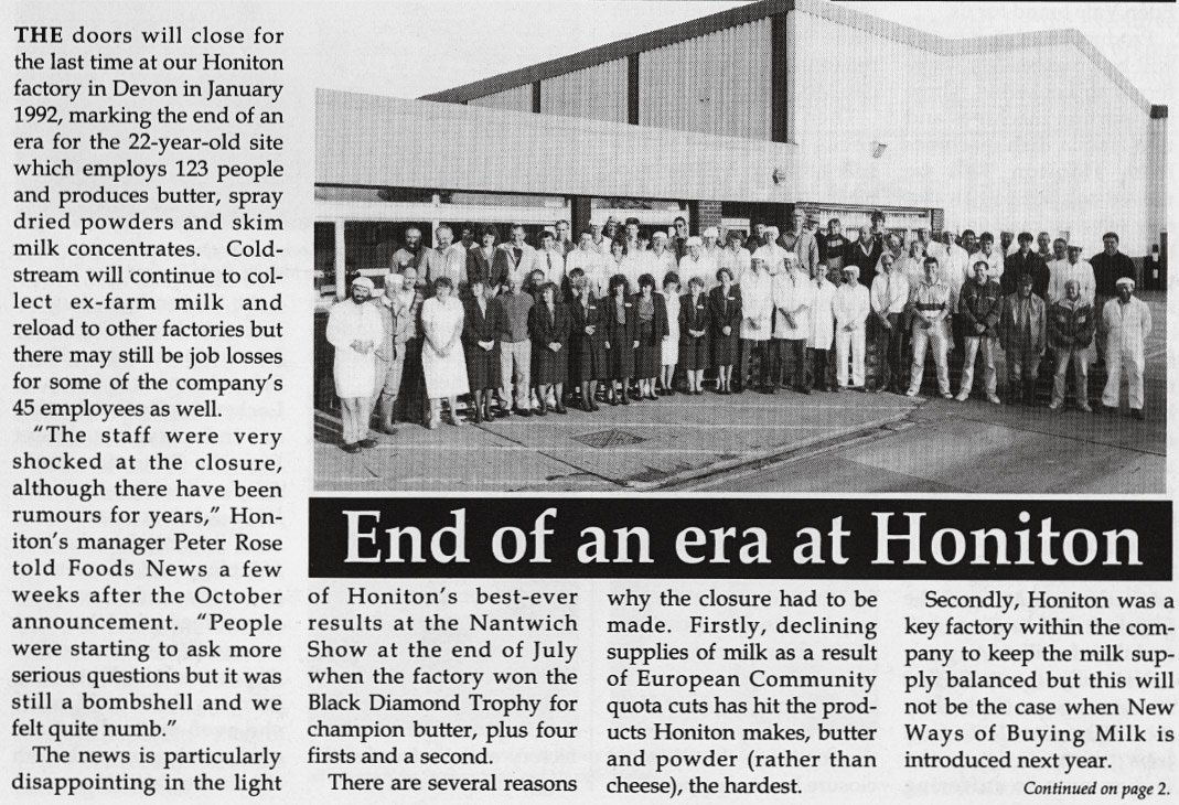 1992 Honiton Closure, from Express Foods News December 1991