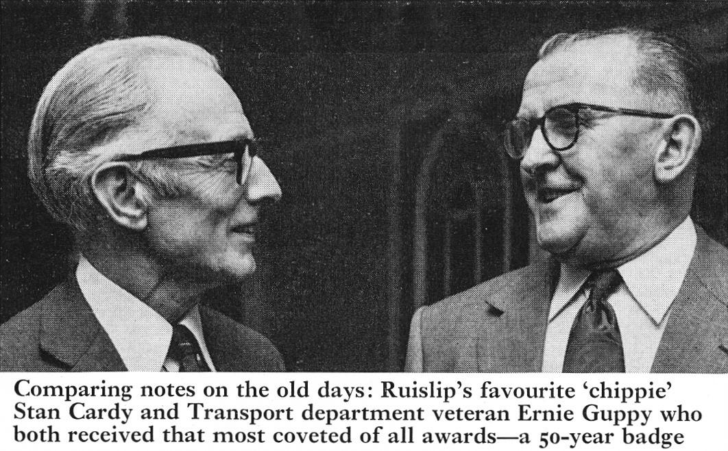 1974 South Ruislip 50-year veterans Stan Cardy and Ernie Guppy. (Express News Summer)