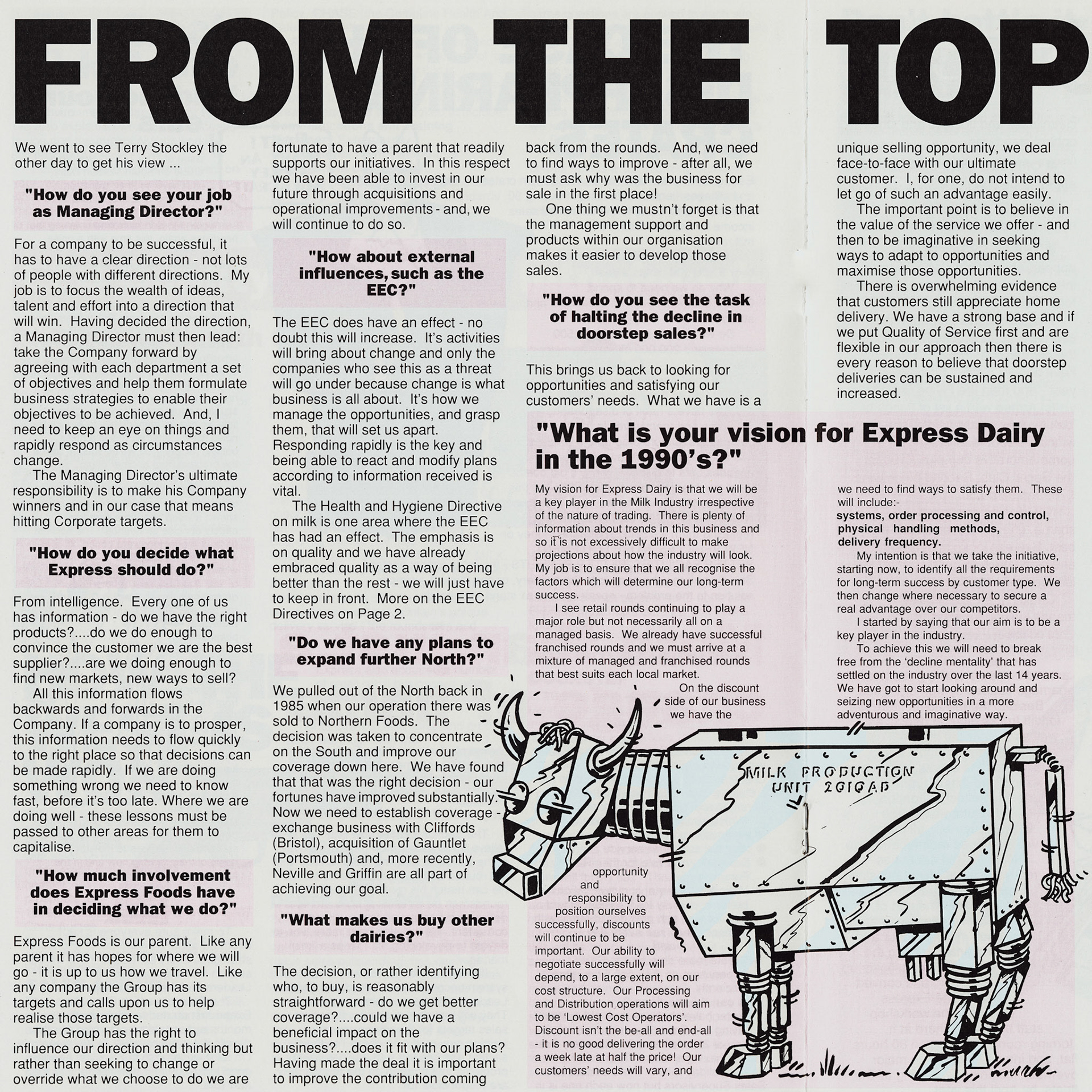 1989 TERRY STOCKLEY puts forward plans for the 1990's