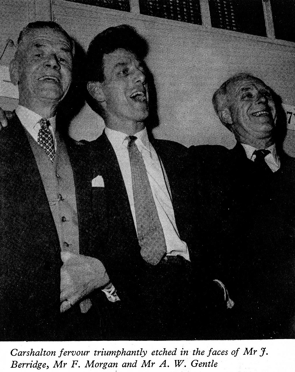 1961 Long Service Dinner at The Connaught Rooms, WC2-staff from Carshalton Depot Mr J. Berridge, Mr F. Morgan and Mr A.W. Gentle. (LSA Annual Review)