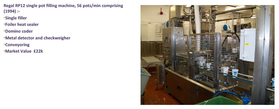 2012 Minsterley: Yogurt Processing &amp; Packing Equipment-Regal RP12 filling machine.  (Greencore Asset Sale on purchase by Muller, Courtesy Paul Bloor)
