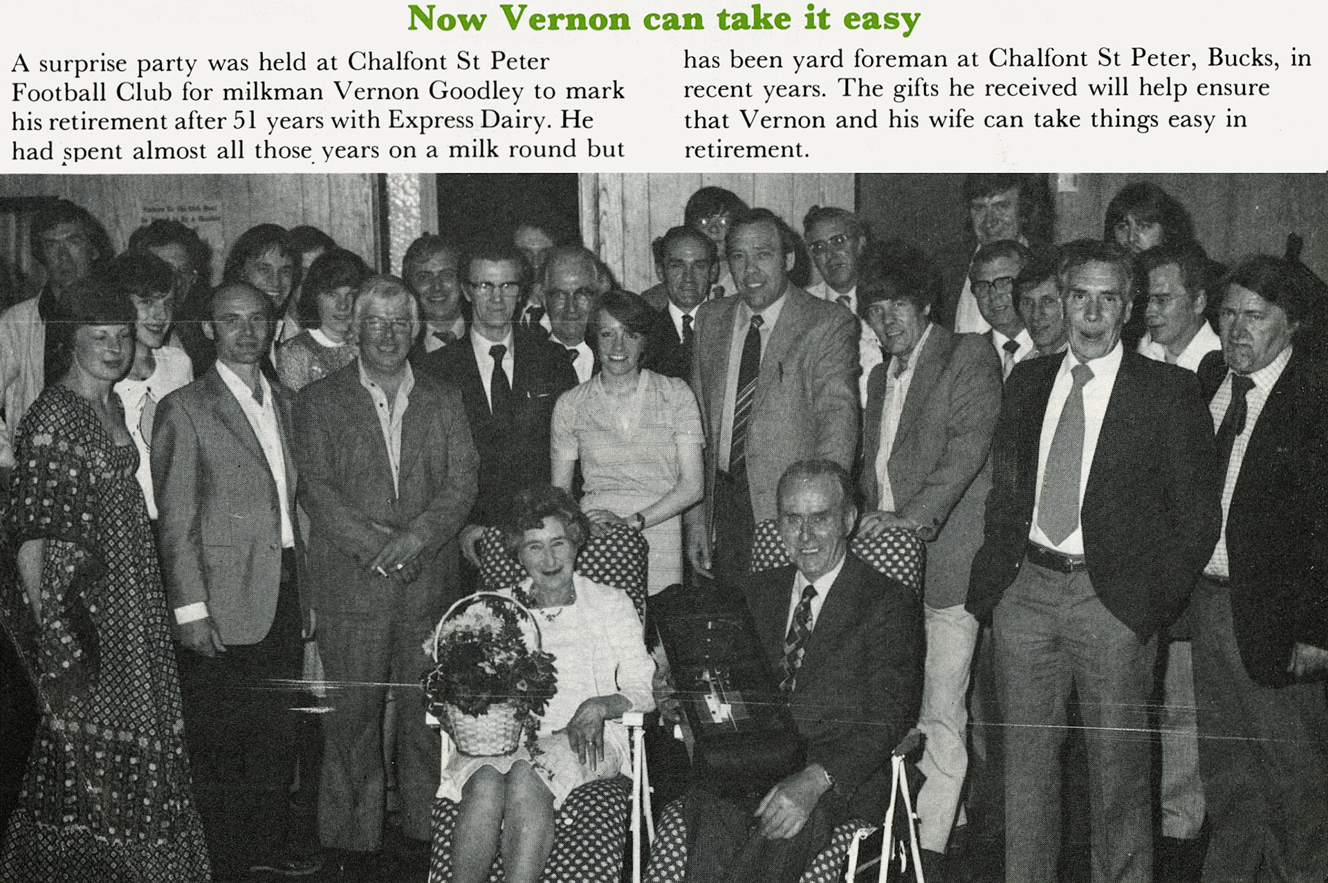 1982 Chalfont St Peter milkman Vernon Goodley retires after 51 years. (Express News February)