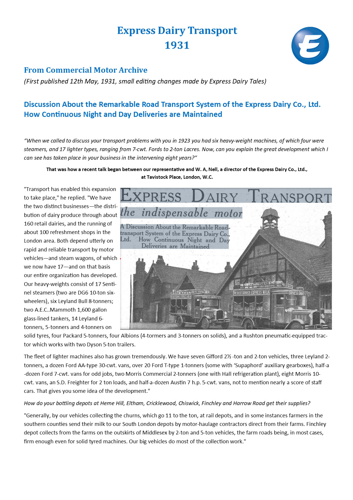 1931 Extract from Commercial Motor Archive, Page 1