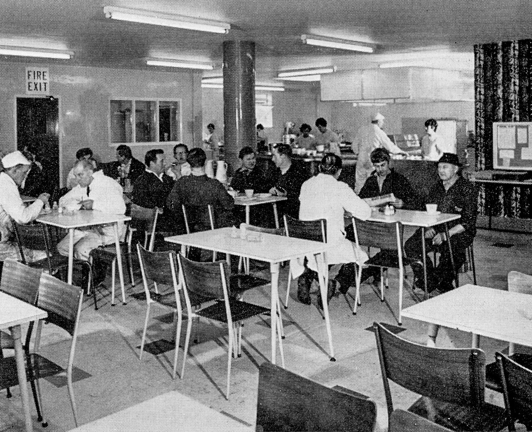 1968 Wakefield. New canteen, managed by Mrs Amy Binns. Peter Shaw remembers "Ate a few bacon sandwiches in that canteen 1972/ 73-Saturday morning loading the van before delivering milk with a local milkman." (Express News Summer)