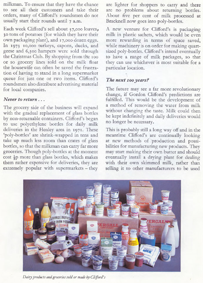 History of Clifford's Dairies. Thornbury was purchased by Express in June 1987(Courtesy David Montgomery, posted on Bygone Bracknell FB Group March 2016)