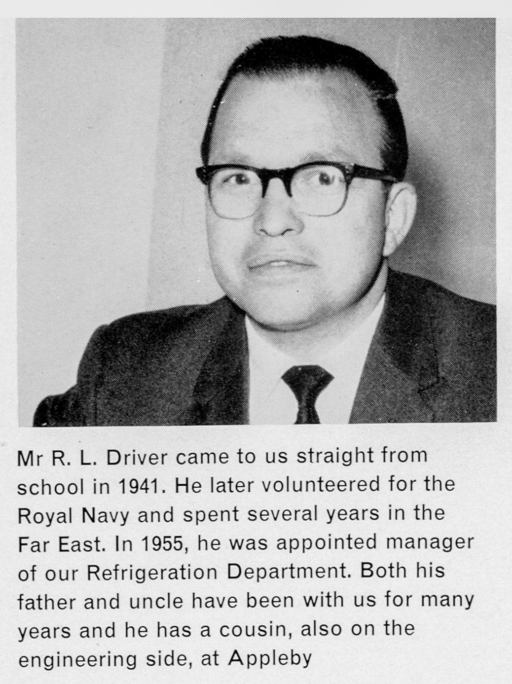 1962 Recent Appointments-Mr R.L 'Bob' Driver, Manager-Engineering. (Express News Autumn)