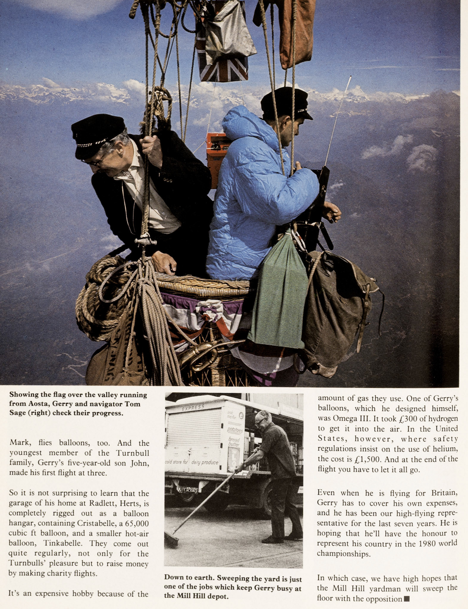 1979 Mill Hill yardman Gerry Turnbull flies at 16000 feet over the Rhone Valley. (Express News Autumn)