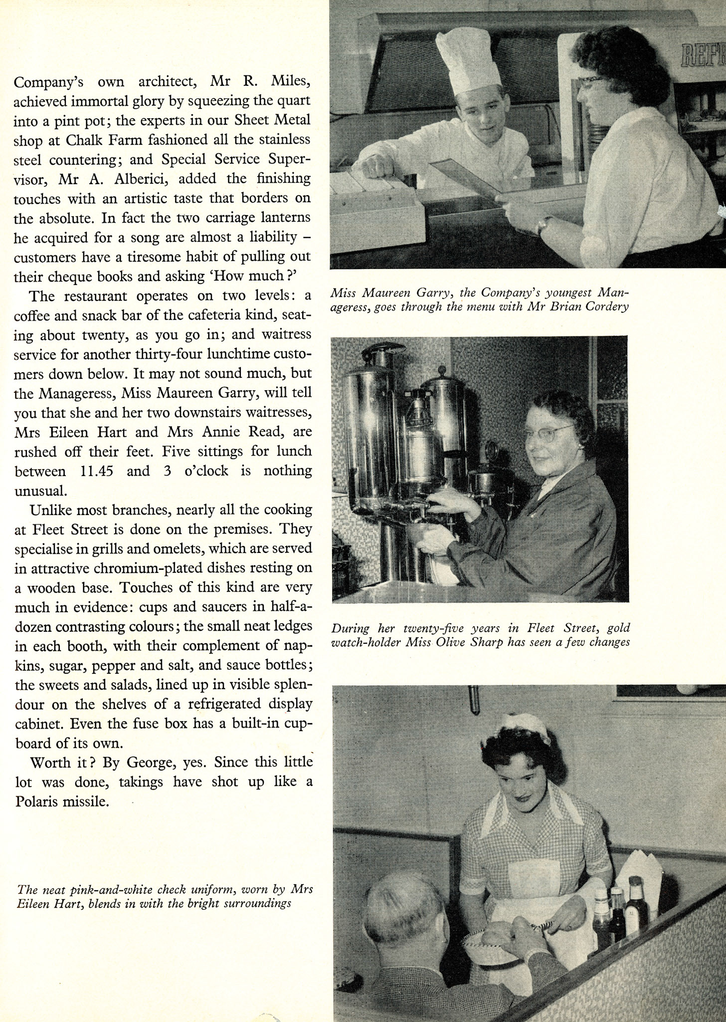 1960 New style Fleet Street restaurant